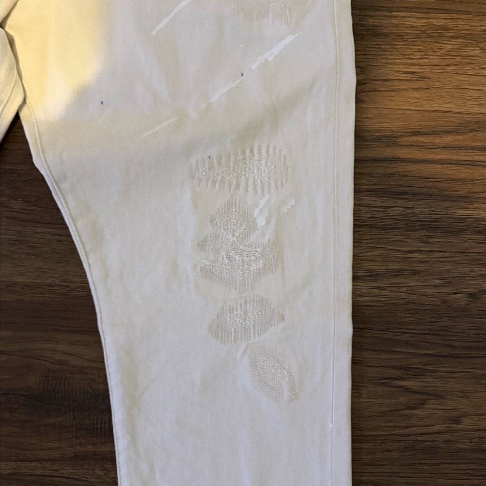 Ralph Lauren Men's Off-White Jeans faded paint stained - Picture 7 of 7